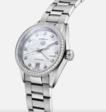 Tag Heuer Carrera Date Diamonds Mother of Pearl Dial Silver Steel Strap Watch for Women - WBN2414.BA0621