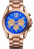 Michael Kors Bradshaw Quartz Blue Dial Rose Gold Steel Strap Watch For Women - MK5951