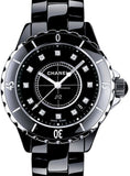 Chanel J12 Quartz Diamonds Black Dial Black Steel Strap Watch for Women - J12 H1625
