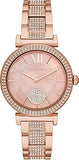 Michael Kors Abbey Three-Hand Analog Crystals Rose Gold Dial Rose Gold Steel Strap Watch for Women - MK4617