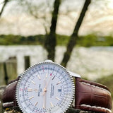 Breitling Navitimer Automatic 41 White Dial Brown Leather Strap Watch for Men - A17326211G1P2