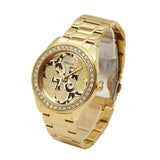 Guess G Twist Diamonds Gold Dial Gold Steel Strap Watch For Women - W1201L2