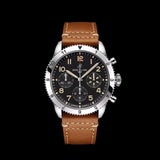 Breitling Avi Chronograph 42 P-51 Mustang Black Dial Brown Leather Strap Watch for Men - A233803A1B1X1