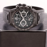 Tag Heuer Carrera Chronograph Tourbillion Titanium Carbon Black Dial Black Rubber Strap Watch for Men - CAR5A8W.FT6071