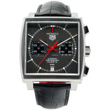 Tag Heuer Monaco Calibre 12 Final Edition Chronograph Grey Dial Black Leather Strap Watch for Men - CAW211J.FC6476