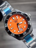 Tag Heuer Aquaracer Professional 300 Orange Diver Automatic Orange Dial Silver Steel Strap Watch for Men - WBP201F.BA0632