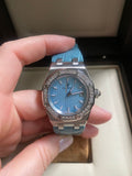 Audemars Piguet Royal Oak Quartz Diamonds Turquoise Dial Turquoise Leather Strap Watch for Women - 67601ST.ZZ.D034CR.01