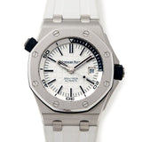 Audemars Piguet Royal Oak Offshore Diver White Dial White Rubber Strap Watch for Men - 15710ST.OO.A010CA.01