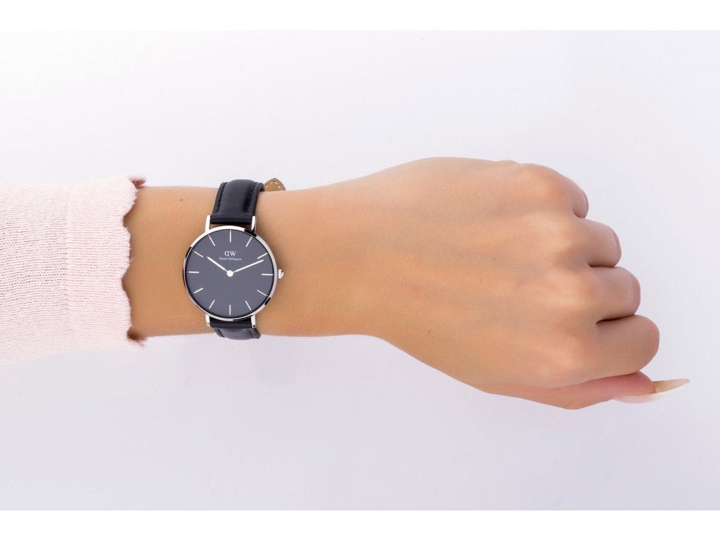 Daniel Wellington Petite Sheffield Black Dial Black Leather Strap