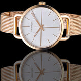 Calvin Klein Even White Dial Rose Gold Mesh Bracelet Watch for Women - K7B23626