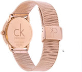 Calvin Klein Minimal Black Dial Rose Gold Mesh Bracelet Watch for Women - K3M2262Y