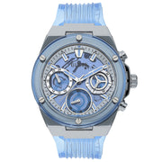 Guess Athena Active Life Clear White Dial Blue Rubber Strap Watch for Women - GW0409L1