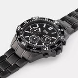 Fossil Garrett Chronograph Black Dial Black Steel Strap Watch for Men - FS5773