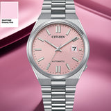 Citizen x Pantone Dreamy Pink Dial Silver Steel Strap Watch For Men - NJ0158-89X