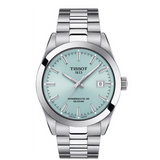 Tissot Gentleman Powermatic 80 Silicium Ice Blue Silver Steel Strap Watch For Men - T127.407.11.351.00