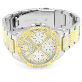 Guess Frontier Chronograph Crystals Gold Dial Two Tone Steel Strap Watch For Women - W1156L5