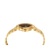 Versace Greca Black Dial Gold Steel Strap Watch for Women - VEVH00820