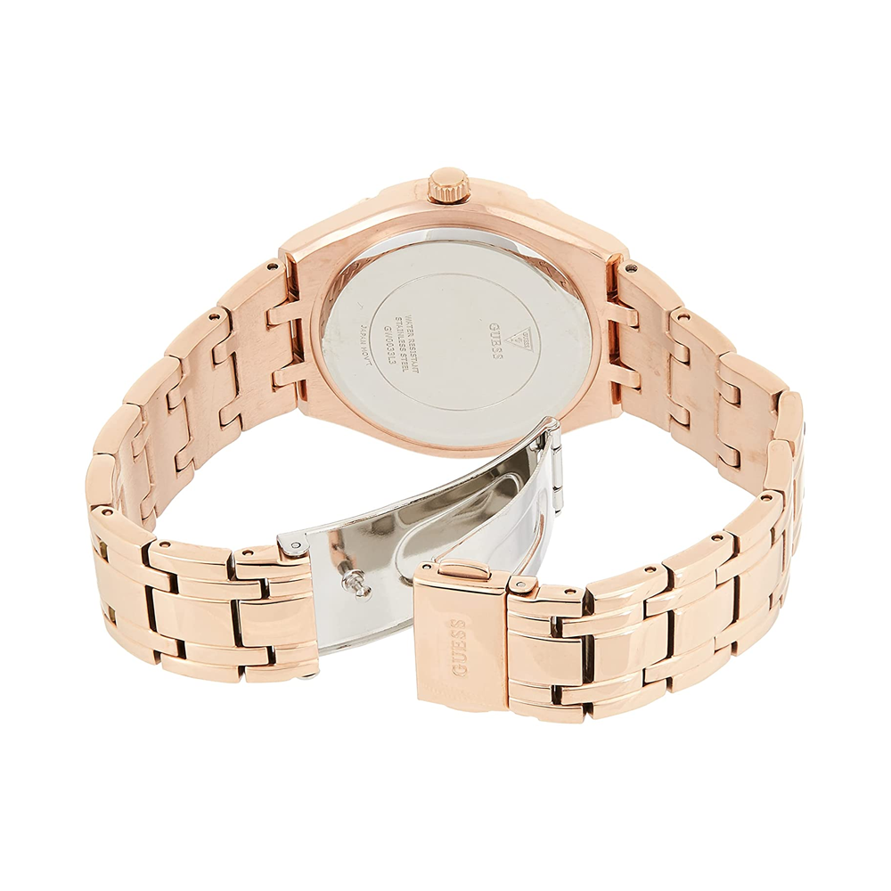 Guess Cosmo Diamonds Silver Dial Rose Gold Steel Strap Watch For Women