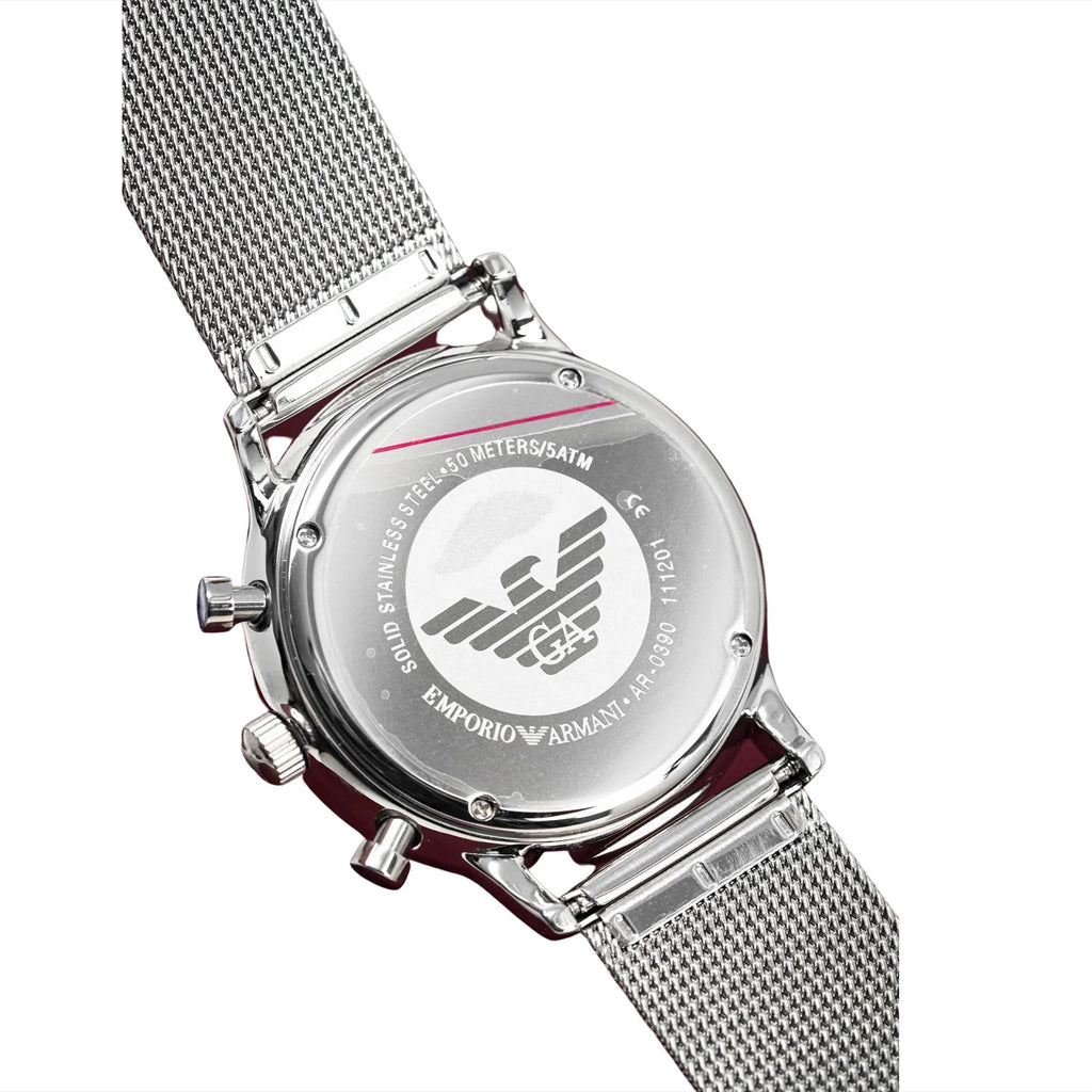 Emporio Armani Classic Chronograph Quartz Silver Dial Silver Mesh