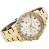 Guess Dazzler Diamonds Silver Dial Gold Steel Strap Watch for Women - W0335L2