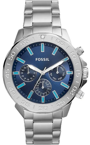 Fossil Bannon Multifunction Blue Dial Silver Steel Strap Watch for Men - BQ2503