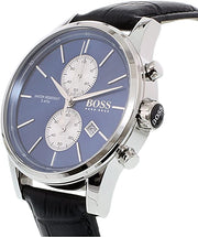 Hugo Boss Jet Chronograph Blue Dial Black Leather Strap Watch for Men - 1513283