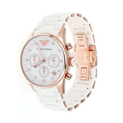 Emporio Armani Sportivo Chronograph White Dial White Rubber Strap Watch For Men - AR5919