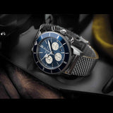 Breitling Superocean Heritage B01 Chronograph 44 Blue Dial Silver Mesh Bracelet Watch for Men - AB0162161C1A1