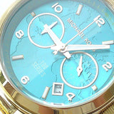 Michael Kors Runway Hunger Stop100 Series Blue Dial Gold Steel Strap Watch for Women - MK5815