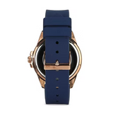 Guess Frontier DIamonds Gold Dial Blue Rubber Strap Watch For Women - W1160L3