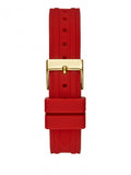 Guess Cosmo Diamonds Gold Dial Red Rubber Strap Watch for Women - GW0034L6