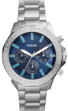 Fossil Bannon Multifunction Blue Dial Silver Steel Strap Watch for Men - BQ2503