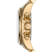 Michael Kors Bradshaw Chronograph Black Dial Gold Steel Strap Watch For Women - MK6959