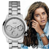 Guess Mini Sunrise Silver Dial Silver Steel Strap Watch For Women - W0448L1