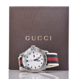 Gucci G Timeless Quartz White Dial Two Tone Nylon Strap Watch for Men - YA126239