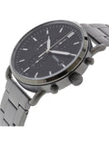 Fossil The Commuter Black Dial Grey Steel Strap Watch for Men - FS5400