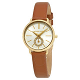 Michael Kors Portia Quartz White Dial Brown Leather Strap Watch For Women - MK2734