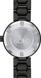 Movado Bold Crystals Black Dial Black Steel Strap Watch for Women - 3600576