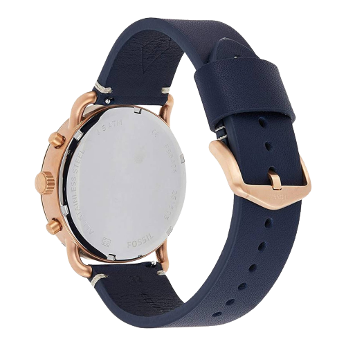 Fossil The Commuter Blue Dial Blue Leather Strap Watch for Men