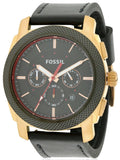 Fossil Machine Chronograph Black Dial Black Leather Strap Watch for Men - FS5120