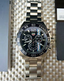 Tag Heuer Formula 1 Chronograph Black Dial Silver Steel Strap Watch untuk Pria - CAZ101H.BA0842