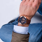 Guess Tailor Analog Blue Dial Brown Leather Strap Watch for Men - GW0389G3