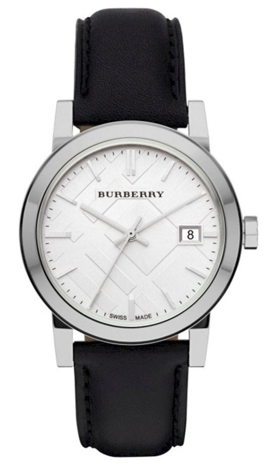Burberry The City Silver Dial Black Leather Strap Watch for  display picture 1