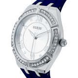 Guess Cosmo Diamonds Silver Dial Blue Rubber Strap Watch for Women - GW0034L5