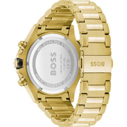 Hugo Boss Globetrotter Chronograph Black Dial Gold Steel Strap Watch for Men - 1513932