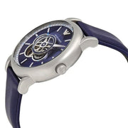 Emporio Armani Luigi Chronograph Blue Dial Blue Leather Strap Watch For Men - AR60011