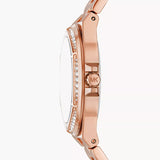 Michael Kors Lennox Quartz Rose Gold Dial Rose Gold Steel Strap Watch For Women - MK7405