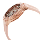 Michael Kors Runway Three Hand Crystal Pave Dial Pink Rubber Strap Watch For Women - MK6854