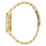 Guess Moonlight Multi Function Diamonds Gold Dial Gold Steel Strap Watch for Women - GW0320L2