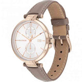 Tommy Hilfiger Angela Quartz Silver Dial Brown Leather Strap Watch for Women - 1782125